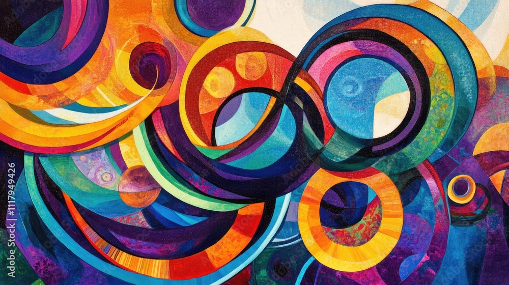 Poster swirling lines and vibrant colors creating a bold, dynamic background full of energy and movement