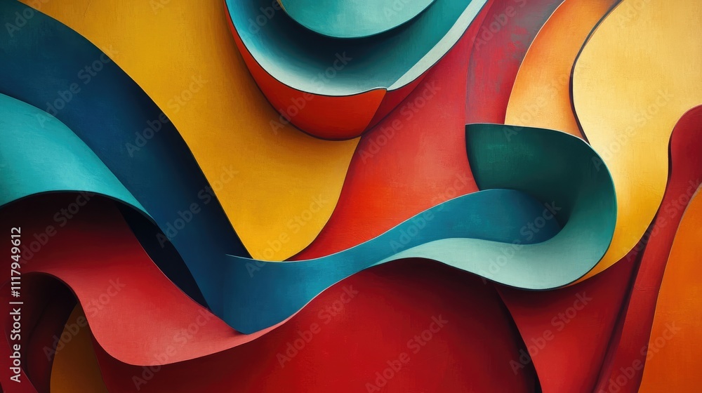 Aufkleber unique abstract shapes in vibrant colors, forming a dynamic and captivating background design