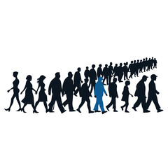Naklejka premium a large group of people walking in a line