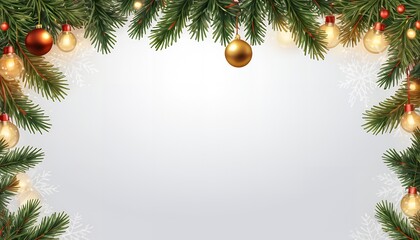 Festive Christmas Border Design with Ornaments and Lights Perfect for Holiday Cards and Invitations