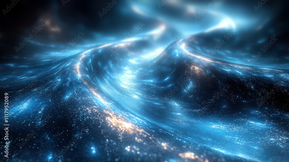 Aufkleber dynamic abstract blue cosmic vortex background with luminescent glow and motion
