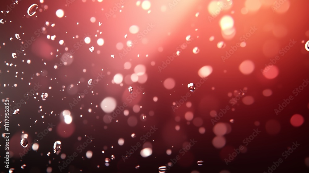 Poster abstract red background with water droplets creating a shimmering effect in a vibrant atmosphere
