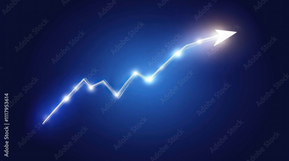 Aufkleber here's a and keyword list for your image.. glowing upward trend arrow graphic.