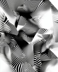 Abstract monochrome striped pattern, swirling forms.