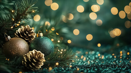 Beautiful shimmering green Christmas background