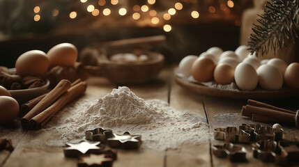 Cozy holiday baking setup