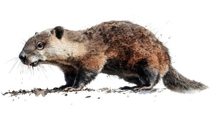 Obraz premium The badger is walking through a wilderness setting, possibly in search of food or simply exploring its habitat. It's a natural scene with the animal surrounded by natural elements like trees and dirt.