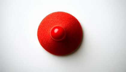 A vibrant red textured cone, featuring a smaller, smooth red sphere at its apex, sits centrally against a stark white backdrop.  The image offers a captivating study in texture and color contrast.