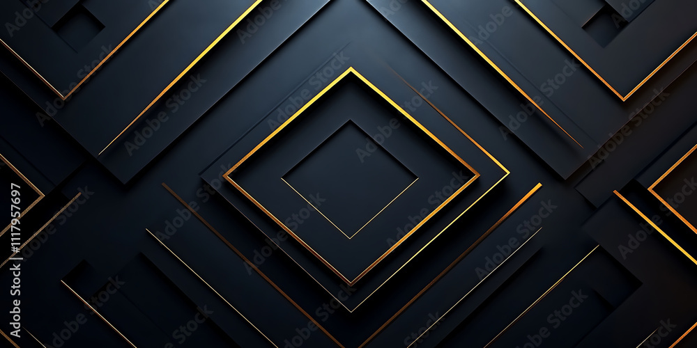 Poster modern geometric design with layered black and gold elements creates striking visual effect. perfect