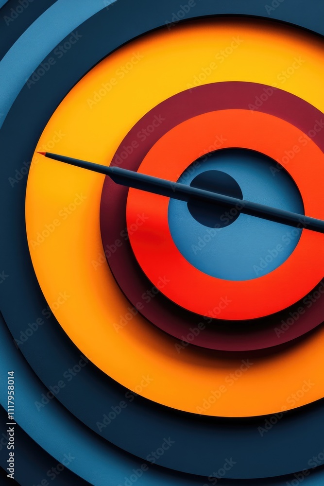 Poster colorful image of a circle with a red dot in the center. the circle is made up of different colored 