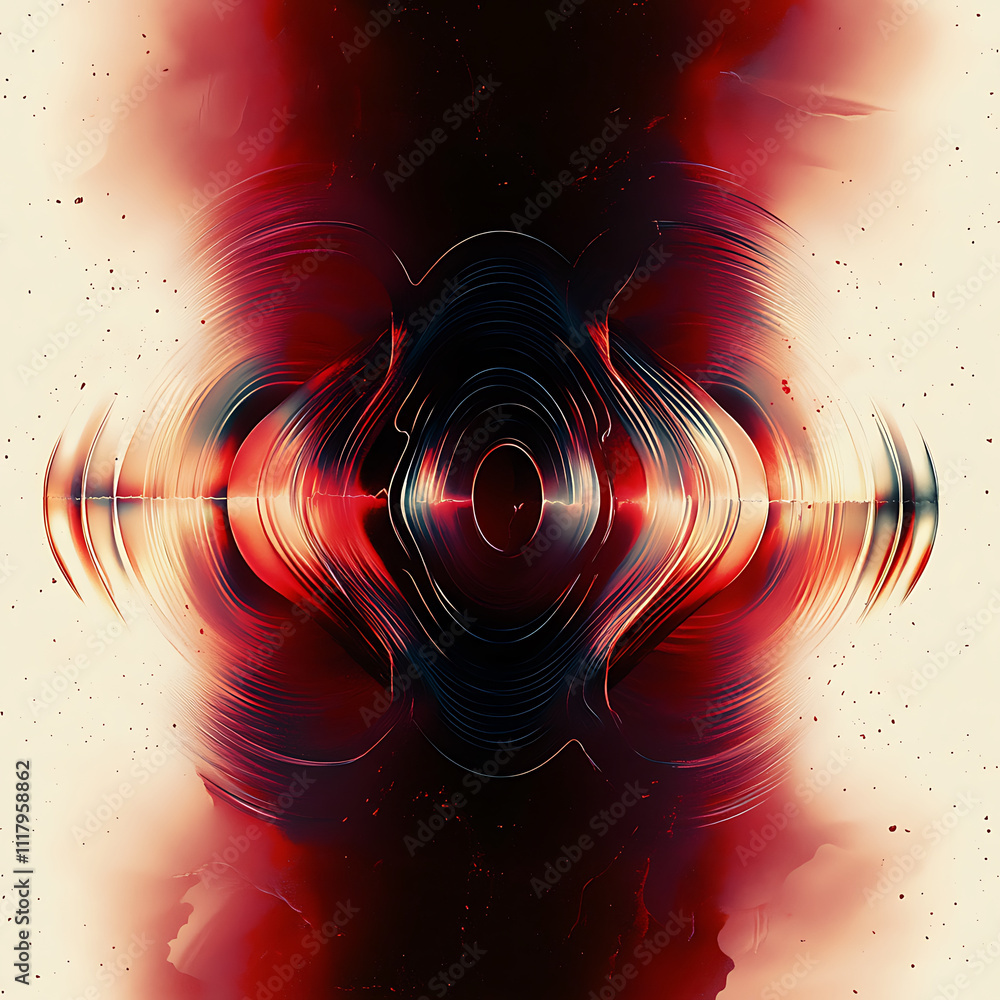 Aufkleber abstract digital art featuring vibrant red and black waves, creating dynamic visual effect. interpla
