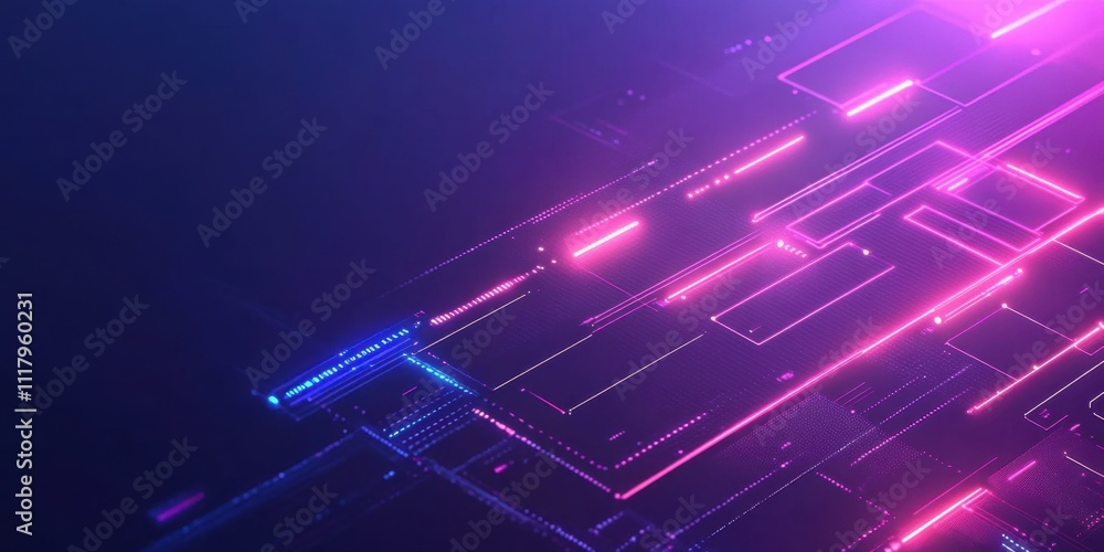 Poster abstract digital network futuristic technology background design with glowing lines and neon lights