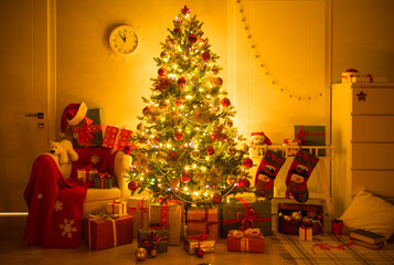 beautifully decorated Christmas tree with bright balls