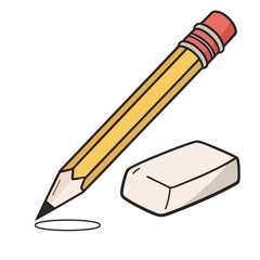 pencil and eraser vector illustration