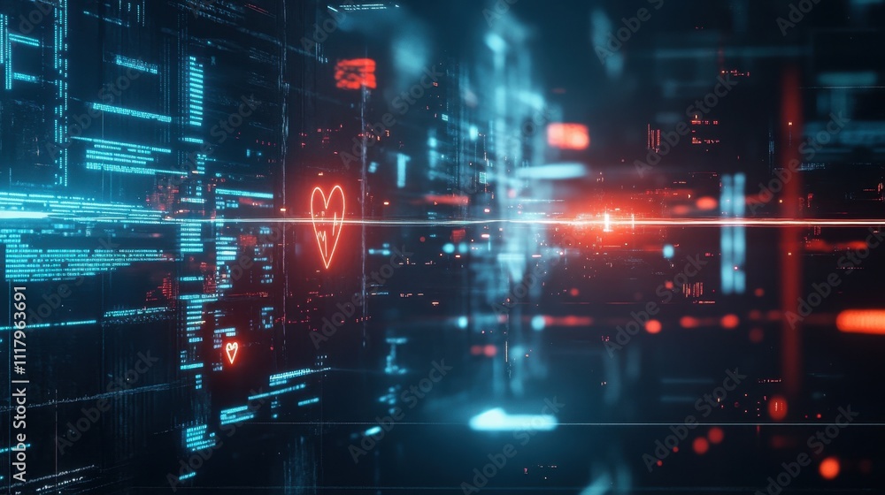 Aufkleber digital heartbeat: a visual representation of data flow and health monitoring in the cyberspace