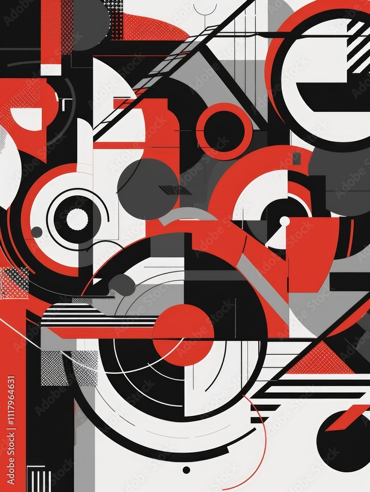 Aufkleber modern abstract digital art featuring geometric shapes and colorful patterns.