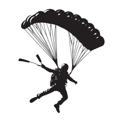 Skydiver  parachuting silhouette vector illustration 