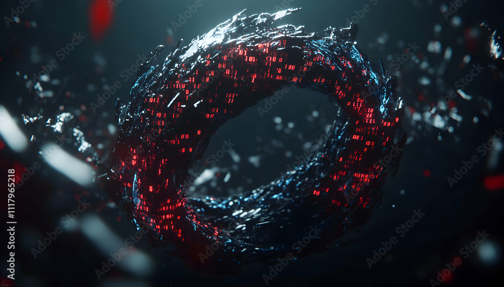Aufkleber abstract digital data vortex, swirling binary code forming a ring. dark, moody, tech background. per