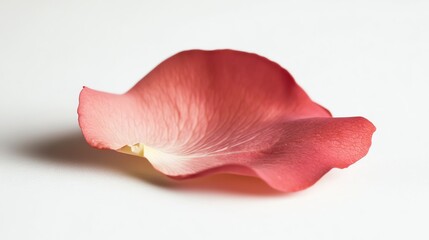 Fototapeta premium A single rose petal on a white background.