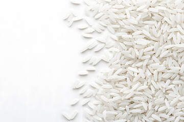 Photo image of a pile of white rice on a white background