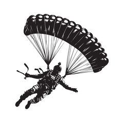 Skydiver  parachuting silhouette vector illustration 