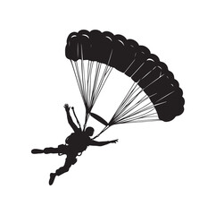 Skydiver  parachuting silhouette vector illustration 