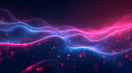 Fototapeta premium Stunning depiction of vibrant abstract waves with glowing light particles, showcasing dynamic motion and a brilliant color palette that evokes energy and creativity.