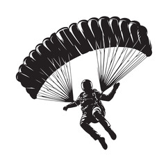 Skydiver  parachuting silhouette vector illustration 