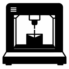 3D Printer vector silhouette black design white background