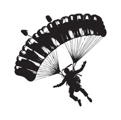 Skydiver  parachuting silhouette vector illustration 
