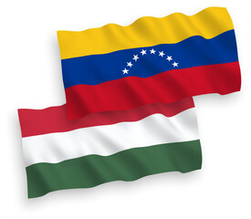 Flags of Venezuela and Hungary on a white background