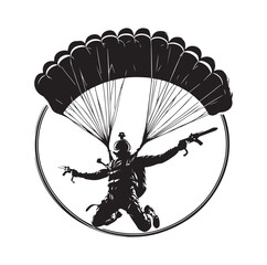 Skydiver  parachuting silhouette vector illustration 