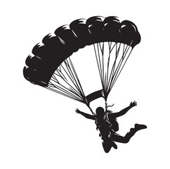 Skydiver  parachuting silhouette vector illustration 