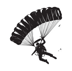 Skydiver  parachuting silhouette vector illustration 
