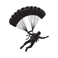 Skydiver  parachuting silhouette vector illustration 