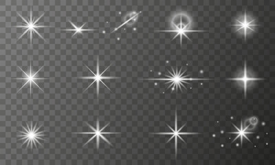 Shiny stars set. Light flare effects collection