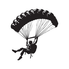 Skydiver  parachuting silhouette vector illustration 