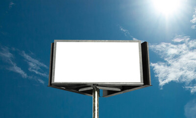 billboard signboard showing blank empty mock up poster banner advertisement marketing sale business...