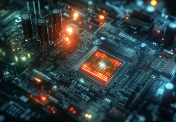 Fototapeta premium Digital transformation. supercomputer. quantum computer. 