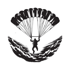 Skydiver  parachuting silhouette vector illustration 