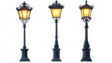 Vintage Street Lamp Post Vector Isolated Illustration for Professional Design Projects