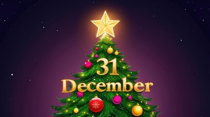 New year's eve celebration on 31 december festive christmas tree display holiday season joyful atmosphere evening viewpoint