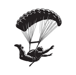 Skydiver  parachuting silhouette vector illustration 
