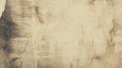 Naklejka premium Vintage aged newspaper grunge texture with old newsprint pattern in sepia tones, featuring an unreadable horizontal page with space for text images, ideal for retro or historical art collage designs