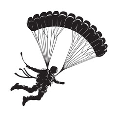 Skydiver  parachuting silhouette vector illustration 