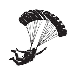 Skydiver  parachuting silhouette vector illustration 