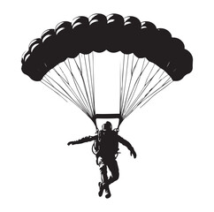 Skydiver  parachuting silhouette vector illustration 