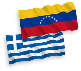 Flags of Greece and Venezuela on a white background