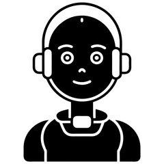 AI Assistant Icon vector silhouette black design white background