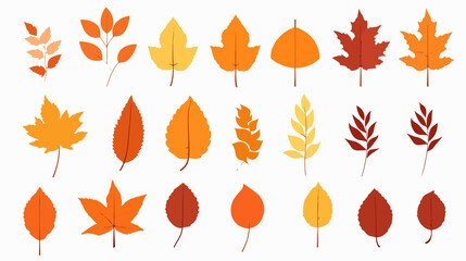 Obraz premium Autumn Leaf Silhouettes Symbol Icon Set - Vector Illustration